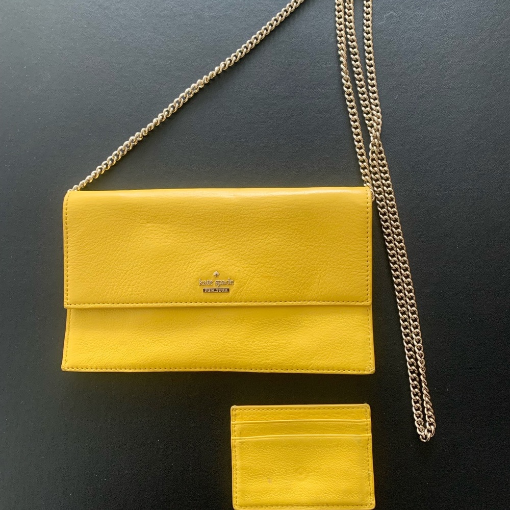 Kate Spade yellow leather crossbody purse